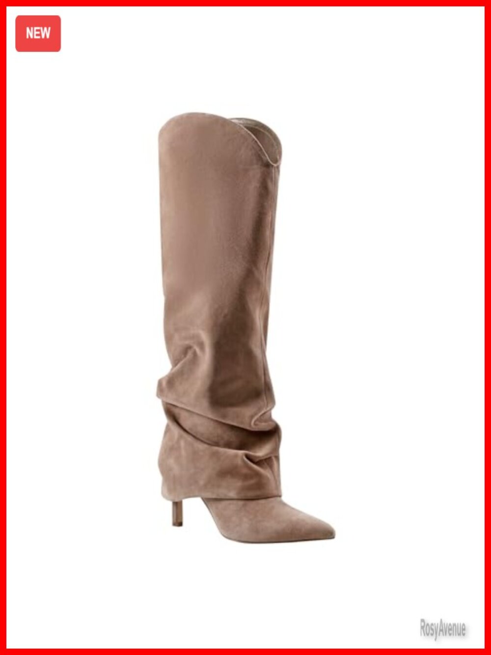 Suede Knee-High Dress Boots with Pointy Toe and Stiletto Heel